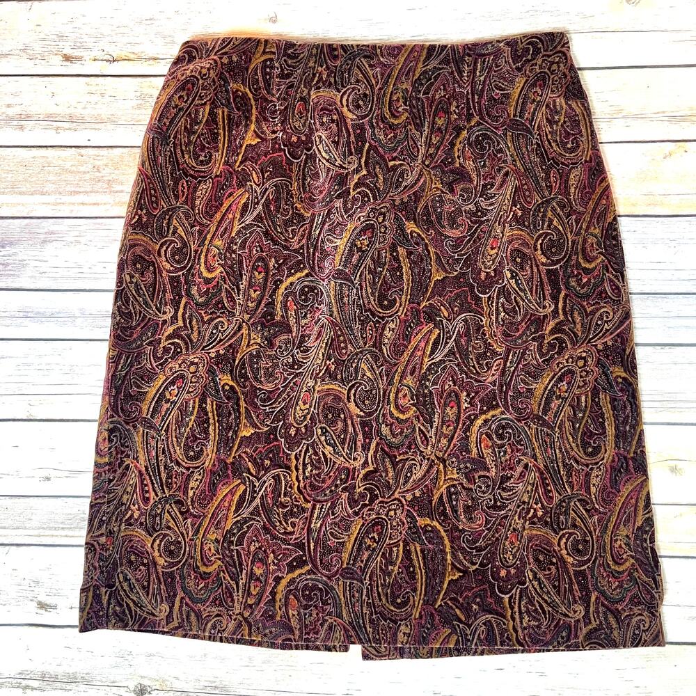 Vintage Van Heusen Midi Paisley Skirt Stretch Womens Size 12